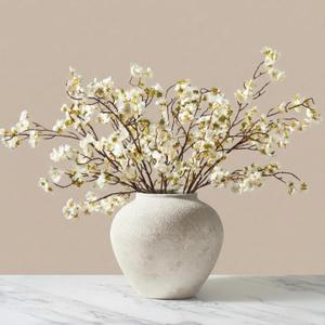 White Cherry Blossom Branches 6 Pcs 33.5" Long Stem Artificial Flowers for Tall Vase, Premium Faux Silk Spring Decor, Realistic Fake Cherry Blossoms for Home, Wedding & Table Centerpieces