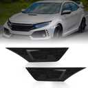 Bestview 2PCS Side Marker Lights for 2016-2021 Honda Civic 10th Gen Coupe Hatchback: Smoked Lens Front Bumper Fender Lights, 6000K White LED Sidemarker Lamps With 4Pcs T10 Light Bulbs OEM#H02551127N