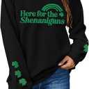 UNIQUEONE St Patricks Day Sweatshirt - Shamrock Long Sleeve Shirt Ireland Clover Print Pullover Tops, XL 