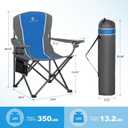 LET'S CAMP Oversized Outdoor Folding Camping Chair, 2 Pack Heavy Duty Arm Chairs with Cup Holder and Storage Bag, 350 LBS Weight Capacity, Blue
