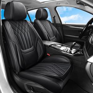 Full Coverage Car Seat Covers Full Set Waterproof, Luxury Leather Automotive Seat Covers Car Seat Protector, Front & Rear Seats Cover Sets Universal Fit for Most Vehicles Sedans SUVs, Black (Full Set, Black)