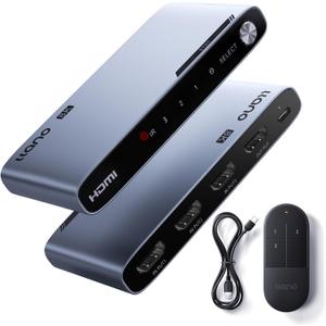llano HDMI 2.1 Switch 3 in 1 Out, 8K@60Hz with Remote, 4K@120Hz/240Hz, VRR, HDR10+, Dolby Atmos, CEC, 48Gbps,HDMI Switcher for PS5, Xbox, Switch, Roku, Fire Stick, Apple TV, Aluminum Alloy Case
