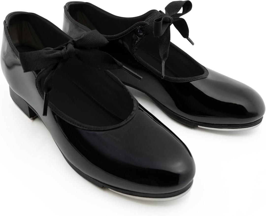 Capezio Girls Jr. Tyette Tap Shoe (2 Wide Little Kid, Black Patent)