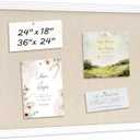 DOLLAR BOSS 24"x18" Linen Cork Board Decorative Bulletin Board, White | Wood Frame, Fabric Wall Pin Board, For Walls Memo Display, Office, Home & School Decor