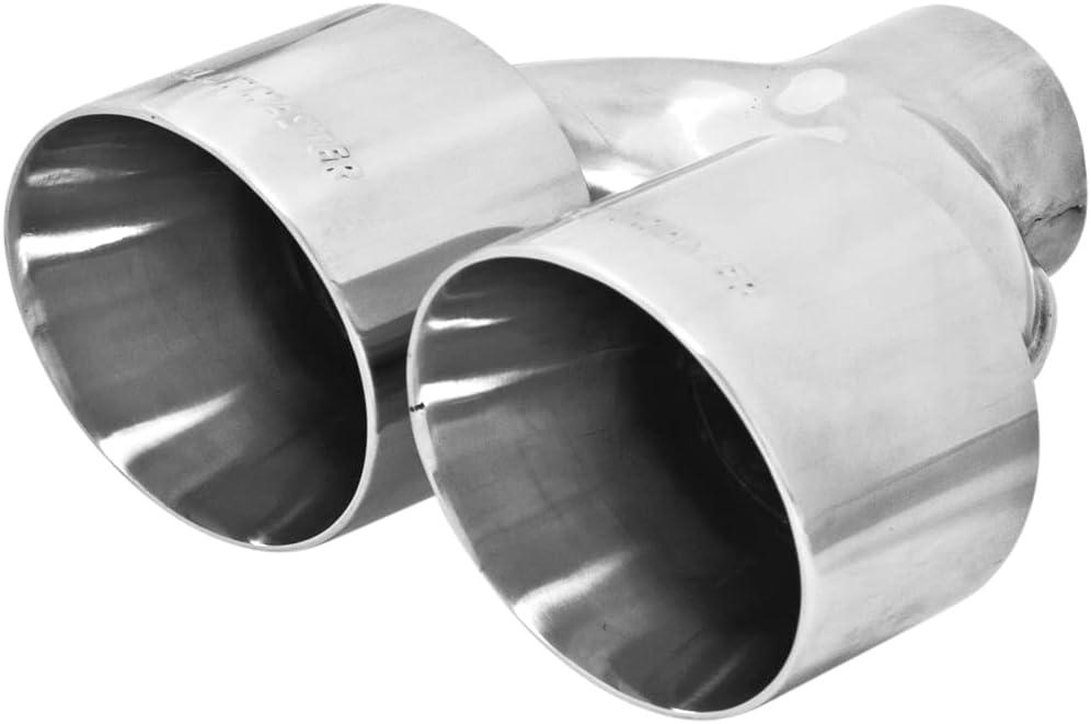 Flowmaster 15391 Exhaust Tip Dual 4 Inch Angle Cut Polished 304 Stainless Steel Fits 2.50 Inch Tubing Weld on