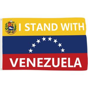 2 x Probsin I Stand With Venezuela Flag 3x5 Ft Free Venezuela Flags Freedom Support Pray for Venezuela Party Supplies Hanging Poster for Indoor Outdoor Room Welcome Parade Photo Backdrop