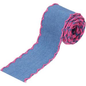 PATIKIL 1.5" Denim Ribbon, 4 Yard Layering Jean Fabric Craft Wavy Edge Strip for Bow DIY Making Hair Clip Garment Sewing Decorations, Rose Red