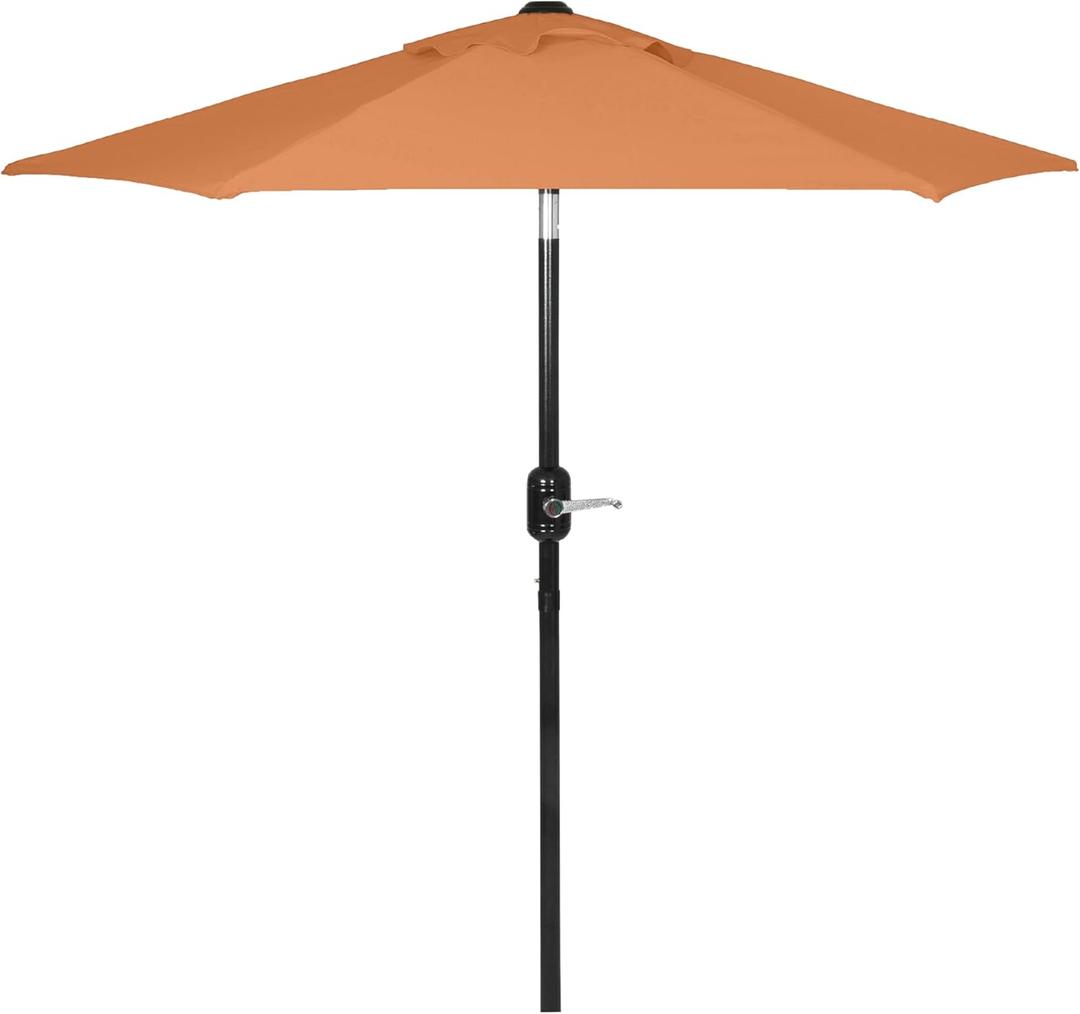 6 Ft Outdoor Patio Umbrella, Easy Open/Close Crank and Push Button Tilt Adjustment - Light Terracotta Market Umbrellas