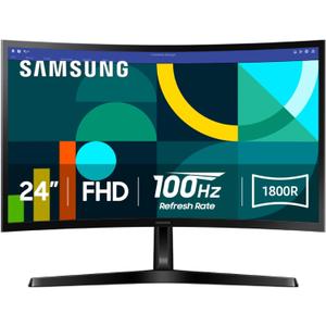 Samsung 24" Essential S3 (S36GD) Series FHD 1800R Curved Computer Monitor, 100Hz, Game Mode, Advanced Eye Comfort, HDMI and D-sub Ports, LS24D366GANXZA