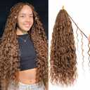 Goddess Box Braids Pure Protein Fiber Close to Human Hair 24 Inch 8 Packs Boho Crochet Braids with Soft Curls Bohemian Braids Crochet Hair for Black Women (24Inch,30#)