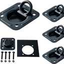 Lonffery 4 Pack Recessed D-Ring Tie Down Anchors (6,000 lb. Capacity), Heavy Duty Kit for Trailer or Deliveries, Black