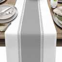 Farmhouse Grey Table Runners 108 inches Long, Stripes Linen Table Runner Dresser Scarves,Non Slip Decortaive Table Runner Cover for Kitchen Dining Coffee Table Holiday Party Wedding (Texturefge0282)