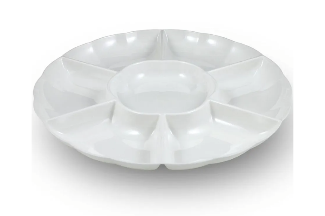 Sovereign White Premium Plastic Sectional Tray - 18" (1 Pc) - Elegant, Durable & Versatile - Ideal for Parties, Events, and Catering