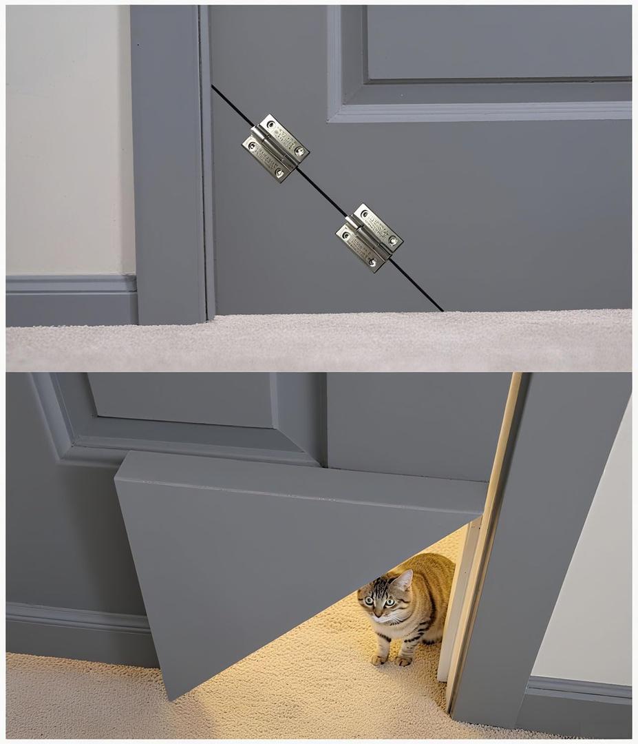Cat Door, Adjustable Cat Door Hinge Kit (Left & Right Hand) - Fits Hollow Doors and Solid Interior Doors EasyInstallation Kitty Door