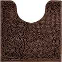 Reyox Chenille Bath Mat, Toilet Rugs U Shaped, Soft Plush Bath Bathroom Rug, Absorbent Shaggy Bathroom Contour Rug Brown 2 19.7"x15.7"
