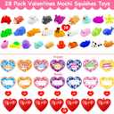 2 x 28 Pack Valentines Day Gifts for Kids ,Mochi Squishy Toys Filled Hearts Box with Valentine Cards Classroom Prizes Exchange Gifts Prizes Valentine Party Favors Valentines Day Gifts for Kids Boy Girl