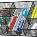 Desk Drawer Organizer Tray, Metal Mesh Drawer Organizers Office, 6 Adjustable Compartment, Desk Organizer Tray for Home Office 12 x 8.26 x 1.96 inch, Black, 1 Pack