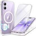 BERFY for iPhone 17 Case, Compatible with MagSafe, Built-in Glass Screen Protector, Camera Protection, Shockproof Full Body Phone case 6.3", Clear