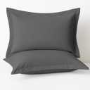 2 Pack Pillow Shams King Size 20x40 600 Thread Count 100% Organic Cotton Grey Pillow Covers with 2 Inch Decorative Flange, Soft & Smooth Premium Hotel-Quality Pillowcases Set of 2