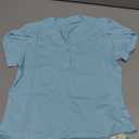 LessonZoo Girls Petal Short Sleeve T-Shirt V-Neck Button Top Solid T Shirts Summer Casual Tee Ages 5-14(5-6 Years,Baby Blue)