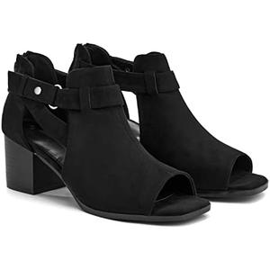 LAICIGO Womens Peep Toe Heels Chunky Heel Booties Open Toe Booty Cutout Dress Shoes with Back Zipper, 8½ LAICIGO Womens Peep Toe Heels Chunky Heel Booties Open Toe Booty Cutout Dress Shoes with Back Zipper, 8½