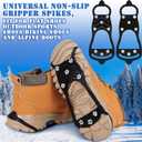 Non Slip Gripper Spike - Ice Traction Cleats Walk Traction Cleat Sturdy Ice Snow Grips for Shoes & Boots with Steel Studs Crampons (4 Pairs Black)