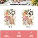 3 x AVOIN colorlife Happy Easter Garden Flag 12x18 Inch Double Sided Outside, Bunny Rabbit Carrot and Easter Egg Yard Outdoor Flag