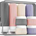 Mrsdry Travel Bottles for Toiletries 8 Pack, Travel Size Toiletries, Tsa Approved Travel Size Containers 3oz, with Travel Essentials Clear Bag, Leak Proof Silicone Squeezable Creams Jars