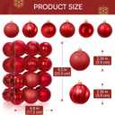 JOIEDOMI 24 Pcs Red Christmas Balls Ornaments Set, 2.36" Christmas Tree Ornaments Shatterproof, Xmas Balls Hanging Decorations for Tree Wreath Garland Holiday Wedding Indoor Party Decor