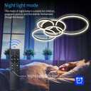 Modern LED Ceiling Light 90W Dimmable Ceiling Light Fixture with Remote Control 5 Rings Flush Mount Ceiling Light Black Acrylic Chandelier LED for Living Room Bedroom Kitchen Light fixtures(4+1B01)