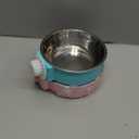 2 Pcs Crate Dog Bowl, Removable Stainless Steel Hanging Pet Food Water Feeder Pet Kennel Cage Bowl for Puppy Cat Rabbit Ferret Guinea Pig (Pink&Blue)