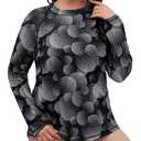 Halcurt Women's Plus Size Long Sleeve Rash Guard Swim Shirts UPF50+ Sun Protection Loose Fit Swimsuit Top Black Black Polka Dots 4X