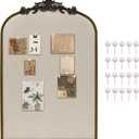 Arch Fabric Pinboard, Antique Gold Bulletin Boards 24"x36", Vintage Cork Board with Ornate Iron Frame for Wall Unique Display, Organization and Decor Options