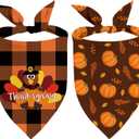 5 x Thanksgiving Dog Bandana, Pumpkin Turkey Dog Thanksgiving Scarf Buffalo Plaid Printing Adjustable Bandana for Small Medium Large Dogs