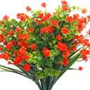 WILLBOND 12 Bundles Artificial Flowers Outdoor, UV Resistant Faux Artificial Plants Shrubs Plastic Flower Bulk for Hanging Planter Porch Window Home Spring Summer Decor(Orange)