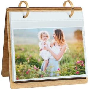 ZEEYUAN 60 Pockets of 4x6 Photo Frame Flip Photo Album on Stand 4x6 Picture Frames Collection for Desktop