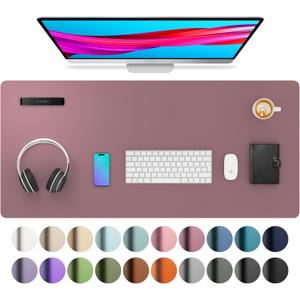 Aothia Leather Desk Pad Protector, Mouse Pad, Office Desk Mat, Non-Slip PU Leather Desk Blotter, Laptop Desk Pad, Waterproof Desk Writing Pad for Office and Home (Dark Pink,36" x 17")
