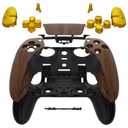 EXtremeRate Full Set Shell with Buttons Touchpad Cover Compatible with ps5 Edge Controller, Wood Grain & Black Replacement Decorative Trim Shell Front Back Plates Compatible with ps5 Edge Controller