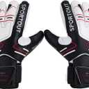 Sportout Youth&Adult Goalie Goalkeeper Gloves,Strong Grip for The Toughest Saves, with Finger Protect & 4+3MM Latex to Give Splendid Protection to Prevent Injuries,4 Colors (7, Black)