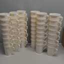 48 Pcs Plastic Coffee Cups with Rim, 8 oz Disposable Coffee Mugs with Handle Disposable Tea Cups Espresso Beverage Plastic Mugs for Wedding (White, Gold)