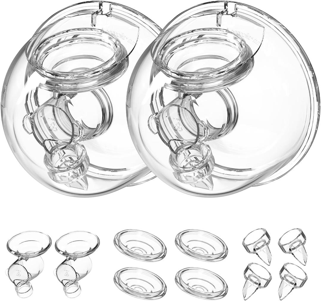 Wearable Breast Pump Replacement Parts Compatible with TSRETE Kmaier S12 S9 Wearable Breast Pump, Include Duckbill Valve, Silicone Diaphragm, 24mm Flange, Milk Collector Cup, 2 Sets