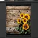 Dishwasher Magnet Cover Retro Wooden Sunflower Reusable Dishwasher Magnetic Cover Sticker Decorative Dish Washer Door Cover Panel for Home Kitcen Appliance, 24"L x 24"W