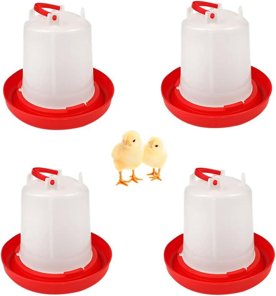 DoubleWood 4PACK Plastic Poultry Drinker Chick Waterer Kit 1 L Waterer Hanging Poultry Water Container (4)