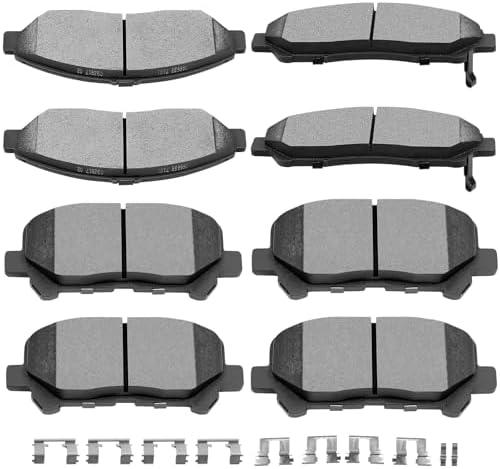 SCITOO Ceramic Front Rear Disc Brake Pad Set fit for 2007-2013 for Acura MDX, 2010-2013 for Acura ZDX, 2009-2011 for Honda Pilot