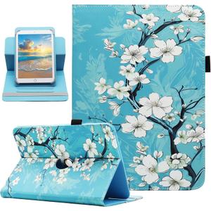 Universal 10 10.1 Inch Android Tablet Case, Dluggs 360 Degree Rotating Multi-Angle Viewing Stand Universal Case Cover for 10 10.1 and All 9.5-10.5 Inch Tablet, Plum Blossom