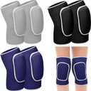 Hungdao 3 Pairs Volleyball Knee Pads for Kids Soft Breathable Brace Non Slip Padded Sponge Knee Support for Girls Boys Dance, Football, Skating, Running, Youth Sports (Small, Black, Blue, Gray)