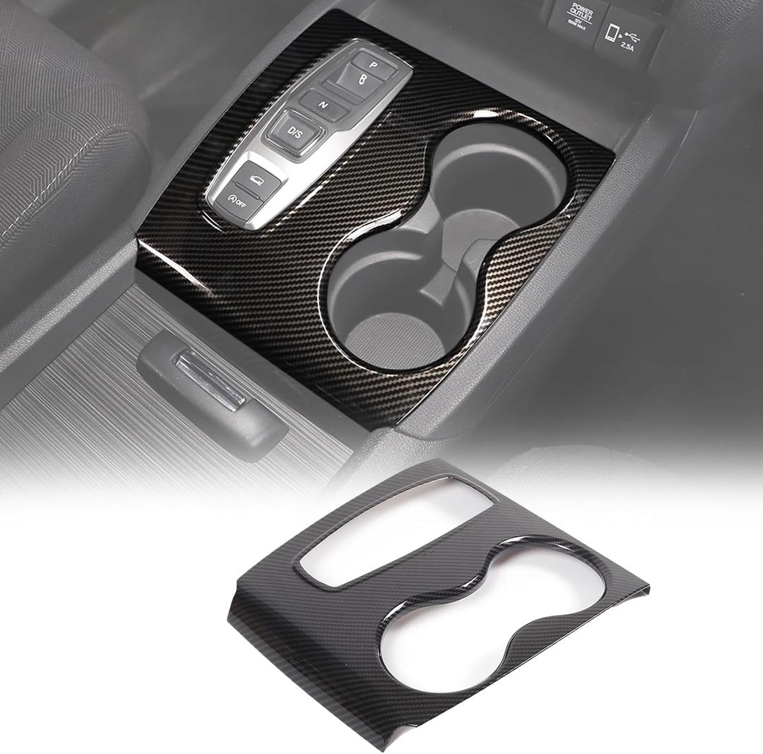 Gear Shift Panel Cover Trim for Honda Pilot 2016-2022/ Ridgeline 2020-2023/ Passport 2019-2023, ABS Automotive Center Consoles Cup Holder Cover Protector Accessories (Carbon Fiber Pattern)