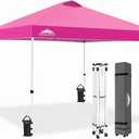 EAGLE PEAK Pop Up Canopy Tent with Wheeled Carry Bag, 8 Stakes, 4 Ropes, 4 Weight Bags, Easy Set Up Tent Canopy, 10x10 ft, 100sqft of Shade, Pink