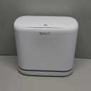 funest Bathroom Trash Can, 3.3 Gallon Slim Trash Can with Lid, Adsorption Garbage Can with Press-Top Lid, Small White Narrow Plastic Trash Bin for Bathroom, Office, Bedroom, Living Room