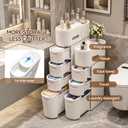 BGYMF 3-Tier Narrow Slim Bathroom Storage Cabinet with Wheels,White, 30.9''H